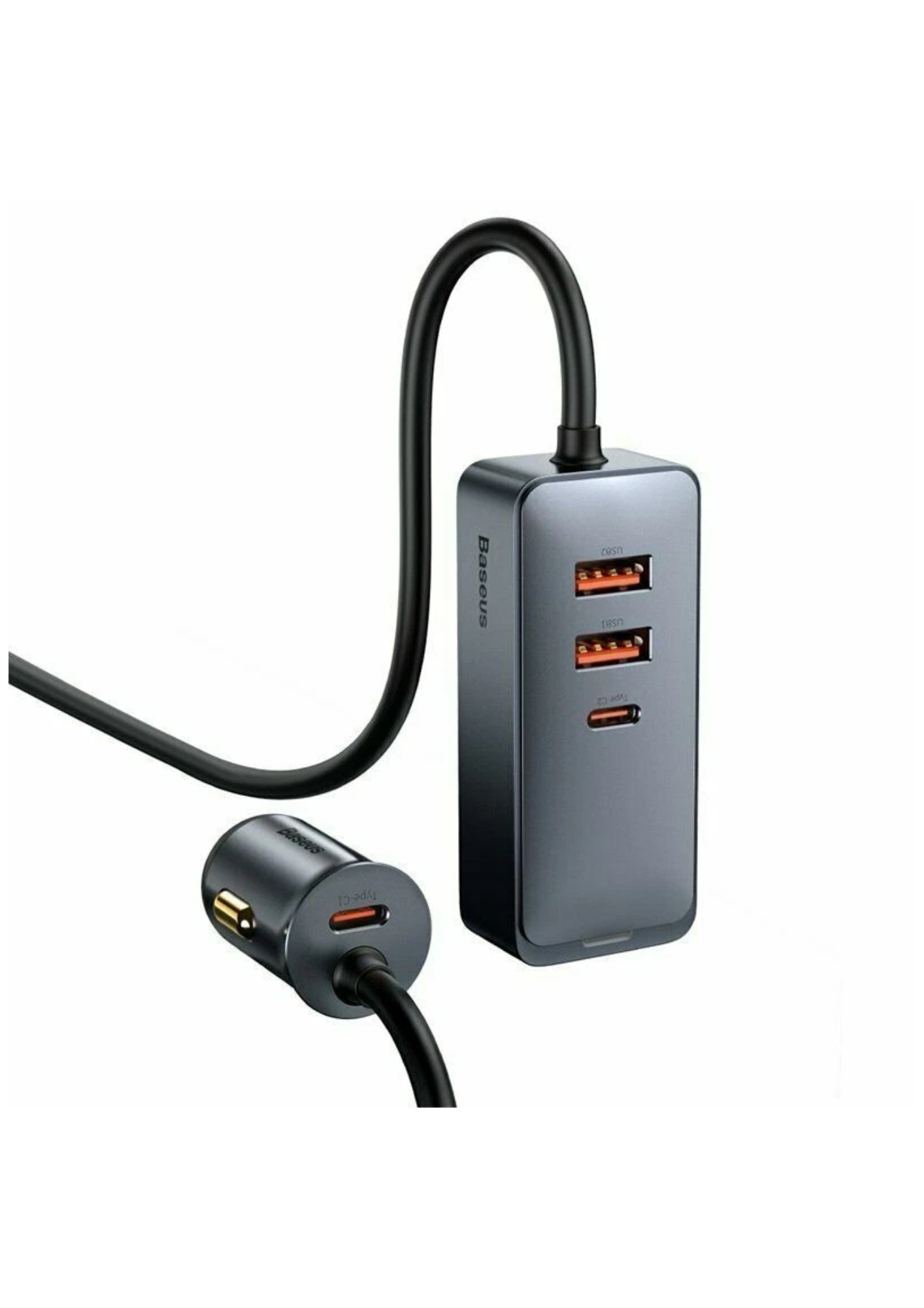 Baseus Share Together PPS multi-port Fast charging car charger with extension cord 120W 3U+1C Gray